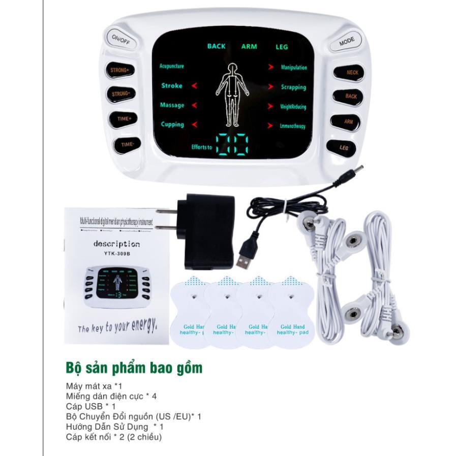 Máy Massage Xung Điện YTK-309B, Máy Massage Trị Liệu 8 Miếng Dán, Máy Mát Xa Xung Điện