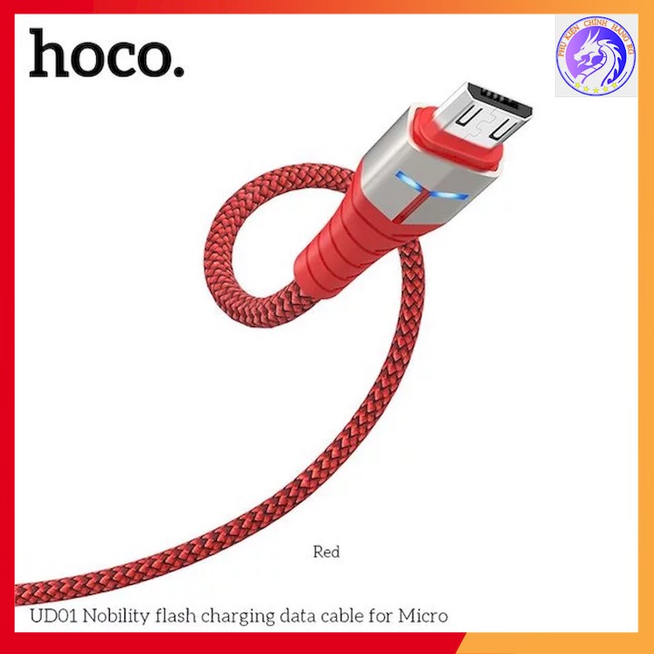 Cáp Sạc Nhanh Dây Dù Phát Sáng Tự Ngắt Khi Pin Đầy Cổng Sạc Micro USB 5.0A Hoco UD01 Dài 1.2m