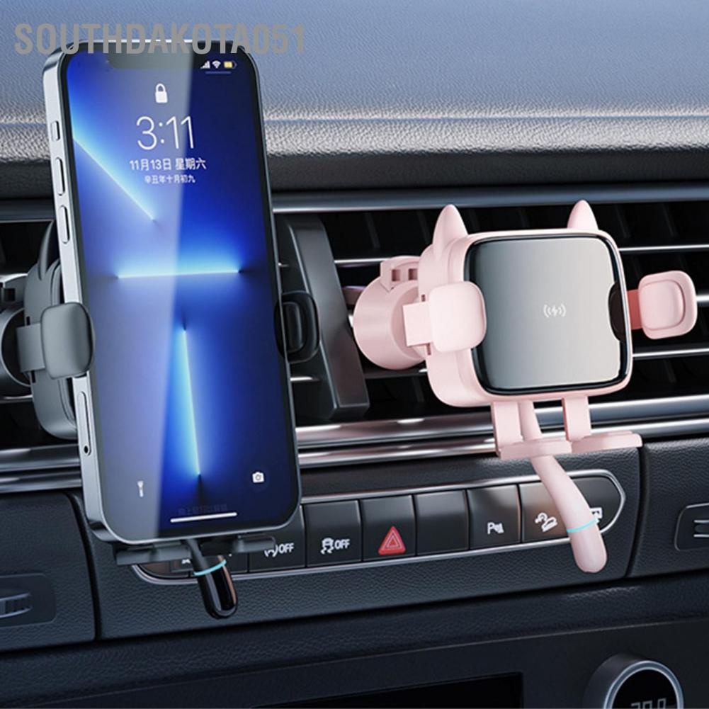 Hàng Sẵn Giá đỡ điện thoại trên ô tô 2 trong 1 sạc không dây 15W Kẹp tự cho Bảng điều khiển Thông gió【Southdakota051】