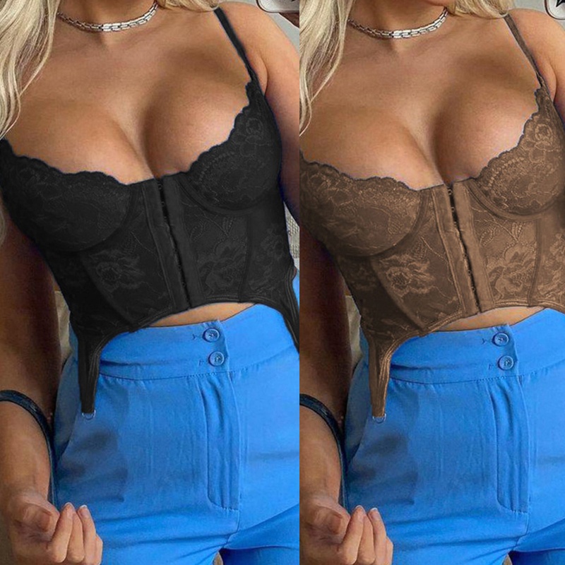 Áo Croptop Hai Dây Phối Ren Hở Lưng Quyến Rũ Cho Nữ