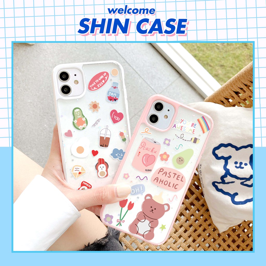 Ốp lưng iphone Cartoon cute viền màu 5/5s/6/6plus/6s/6splus/7/7plus/8/8plus/x/xr/xs/11/12/pro/max/plus/promax