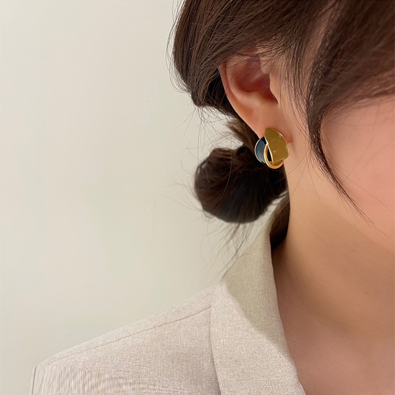 Đôi hoa tai mạ bạc 925 họa tiết hình học thời trang sành điệu dành cho nữ