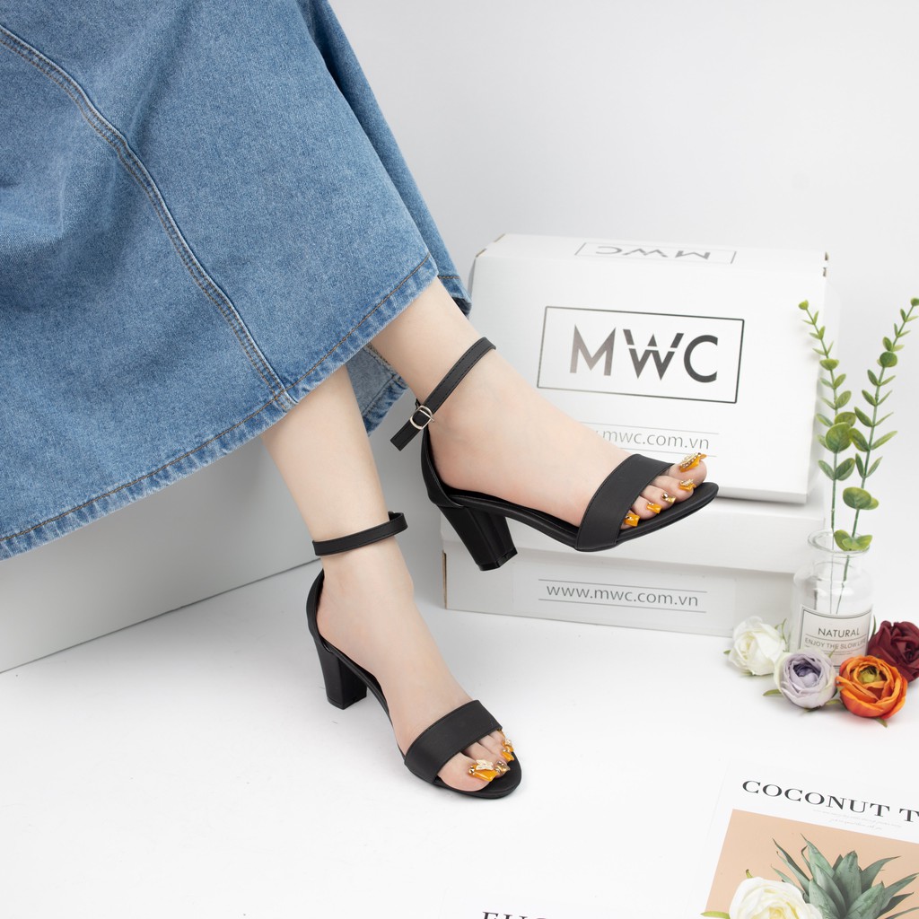[Mã SKAMFSW175 giảm 10K đơn 50K] Giày Sandal Cao Gót MWC Đế Vuông 7CM Quai Ngang Thanh Lịch NUCG- 3548