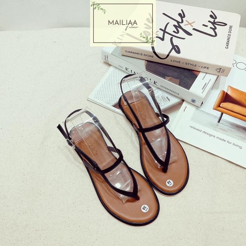 Sandal nữ xỏ ngón, sandal nữ, sandal đế xẹp nữ MAILIAA quai kẹp dây ngang 5 màu