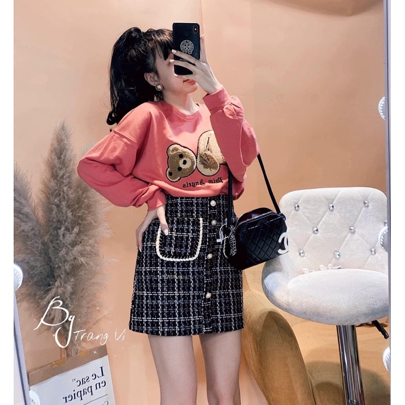 Chân váy nữ 💖 Hàng đẹp💖Chân váy đẹp dạ kẻ khuy Ngọc 2 nắp túi mặc tết - Quảng Châu | BigBuy360 - bigbuy360.vn