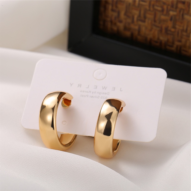 Khuyên Tai Hình Tròn Đơn Giản Phong Cách Retro Hàn Quốc