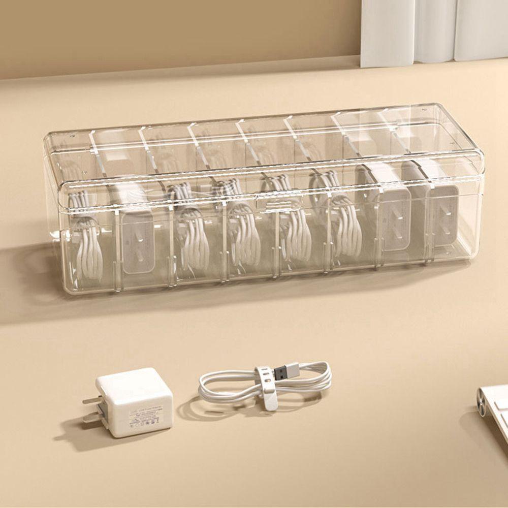 Hộp Nhựa Chia Ngăn Đựng Cáp Sạc USB Chống Bụi Có Thể Điều Chỉnh Giá Đỡ
