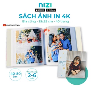[E-voucher] In sách ảnh theo yêu cầu bìa cứng 40 trang 25 x 25cm - In 4K siêu nét trên app NIZI