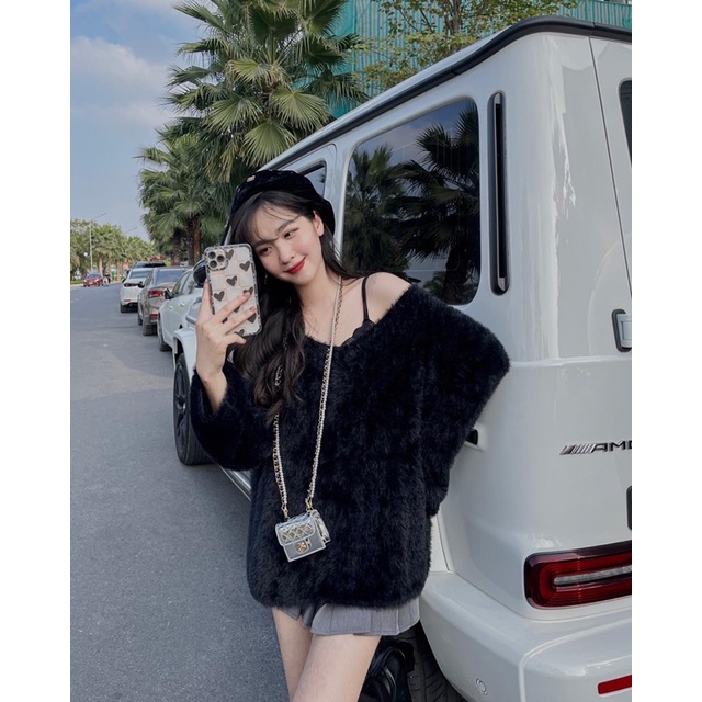 Áo len lông cổ tròn măc đuoc lệch vai | BigBuy360 - bigbuy360.vn