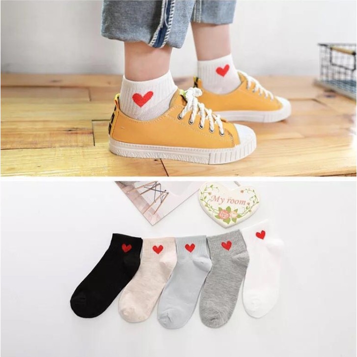 Combo 5 đôi Tất nữ cổ tim ngắn cổ