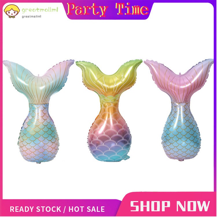 Set Bong Bóng 16 Inch Hình Đuôi Cá Màu Gradient Dùng Để Trang Trí Tiệc Sinh Nhật