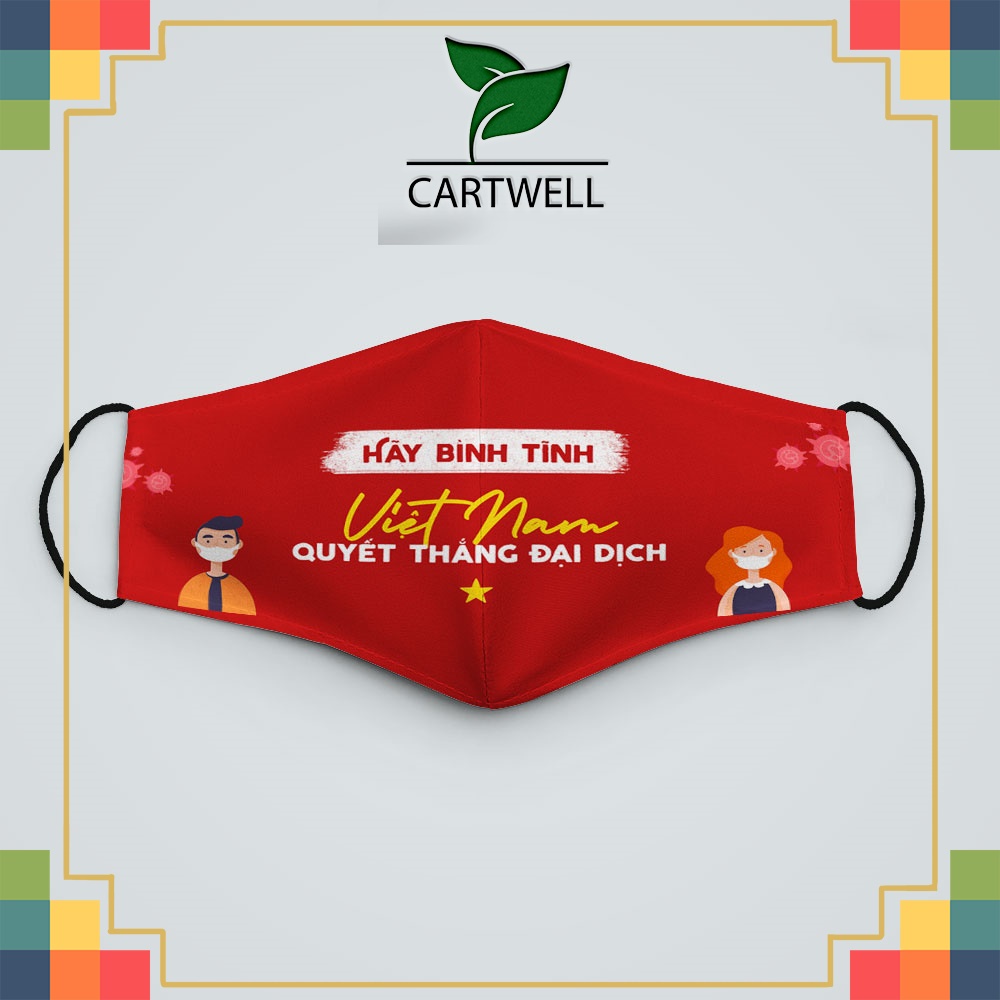 Khẩu trang vải y tế VN Chiến Thắng_4019 CARTWELL dây đeo mềm đeo thoải mái dễ thở thoáng khí hoạ tiết lạ mắt