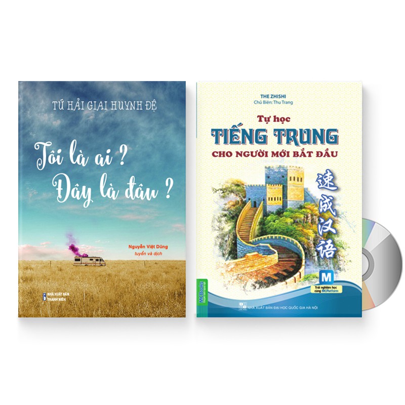 Sách - Combo 2 sách: Tôi là ai? Đây là đâu? + Tự học tiếng Trung cho người mới bắt đầu + DVD quà tặng