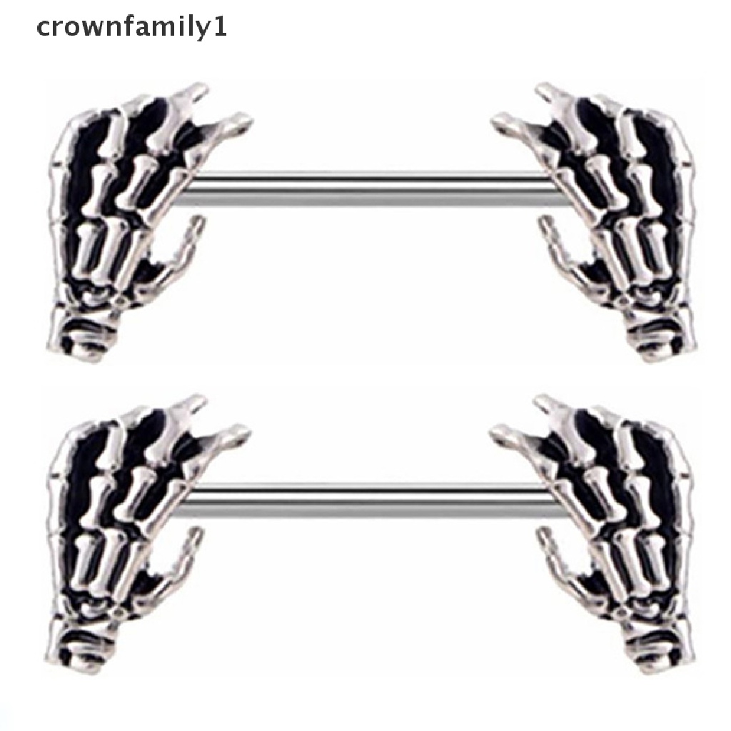 Set 2 Khuyên Nhũ Hoa Bằng Thép Không Gỉ Hình Trái Tim crownfamily1
