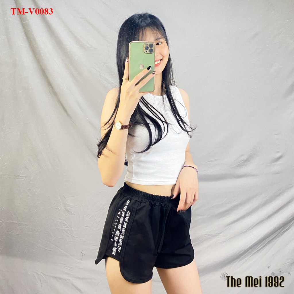 Quần đùi short nữ THE MEI 1992 cao cấp - Quần sooc nữ Umi thể thao nhiều màu viền in chữ bắt mắt