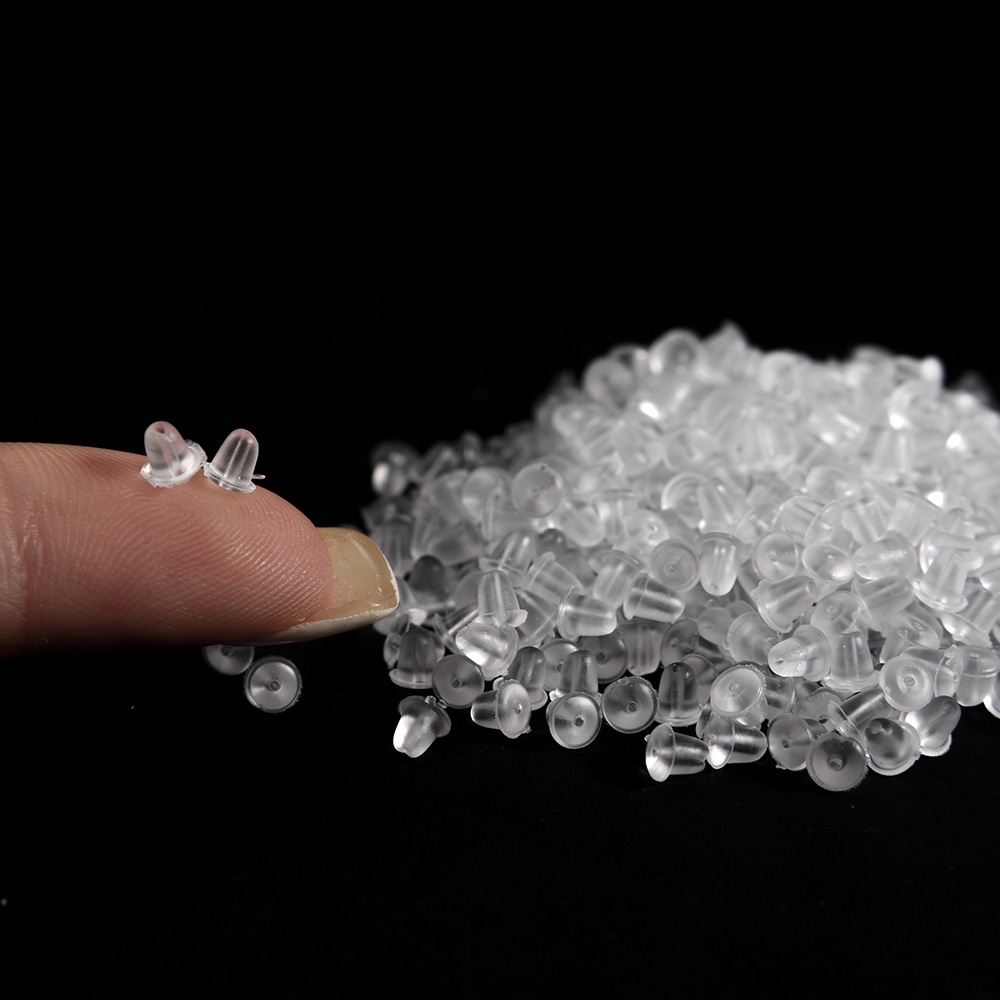 Set 500 Nút Chặn Bông Tai Bằng Silicon Trong Suốt Chống Dị Ứng DIY Kèm Hộp Đựng Tiện Lợi