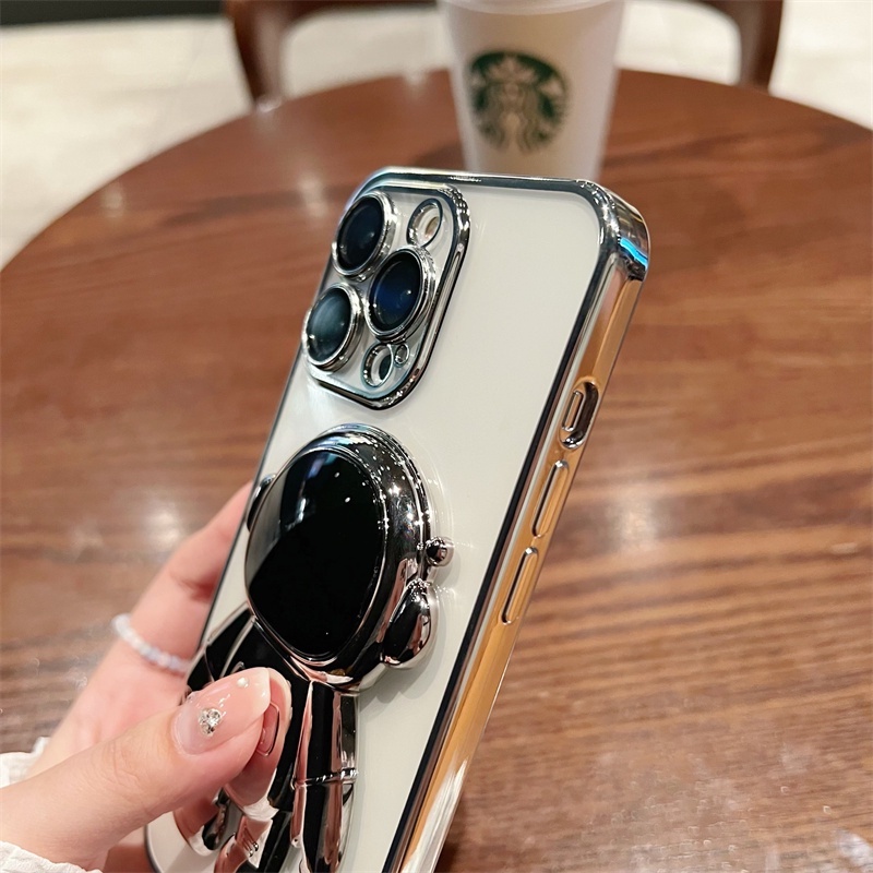 Ốp Điện Thoại Chống Sốc Mạ Điện Hình Phi Hành Gia Cho iPhone 13 12 11 Pro Max XS Max XR X 8 7 Plus