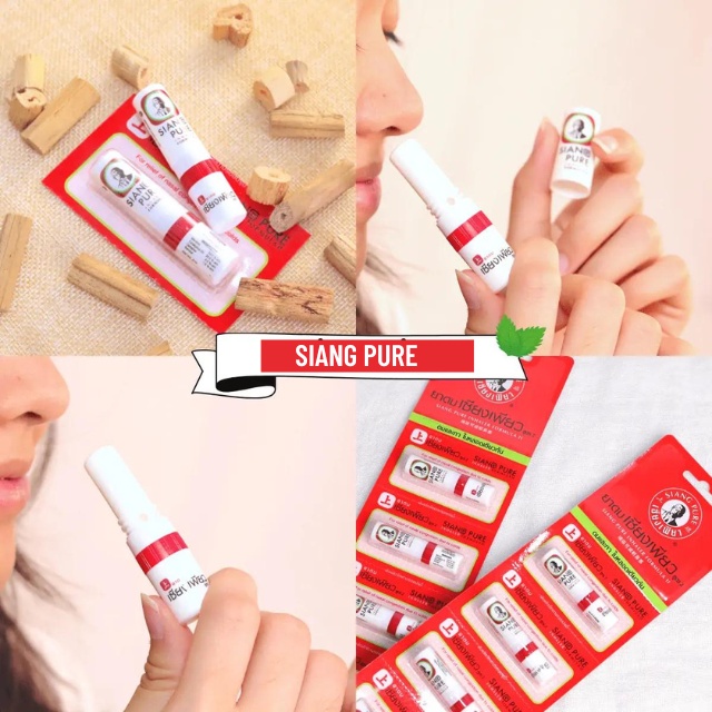 Ống hít mũi 2 đầu Thái Lan Black Pepermint Field/Green Herb/Siang Pure Inhaler