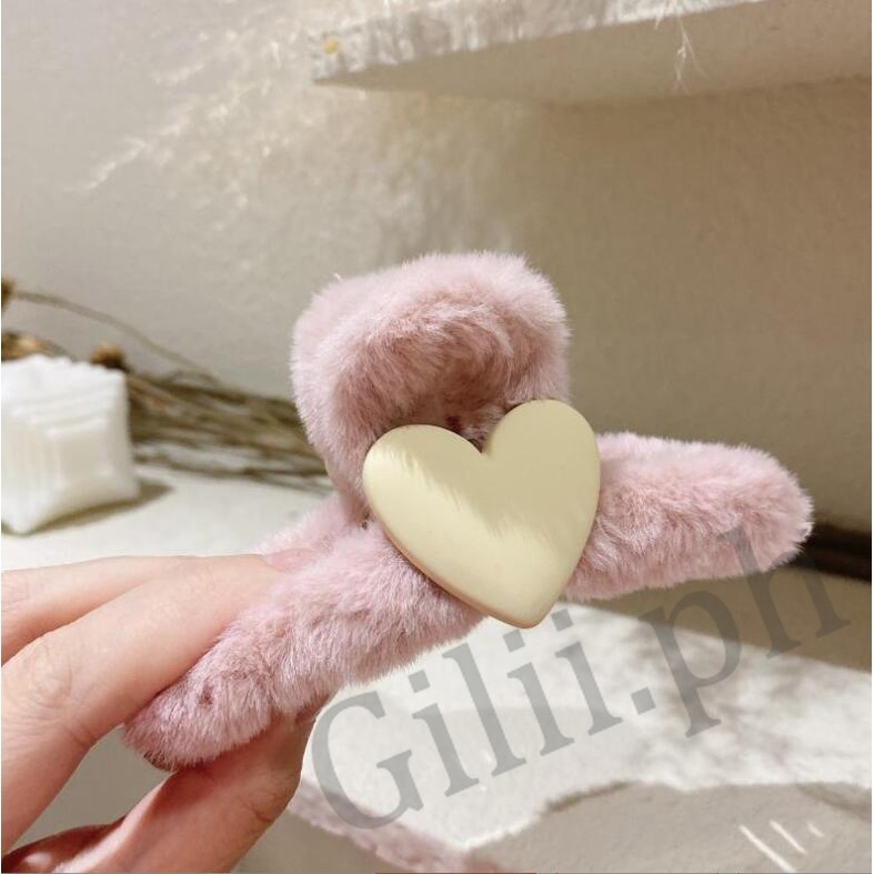 Kẹp Tóc Hình Trái Tim Bằng Lông Nhung Dễ Thương Xinh Xắn Cho Nữ