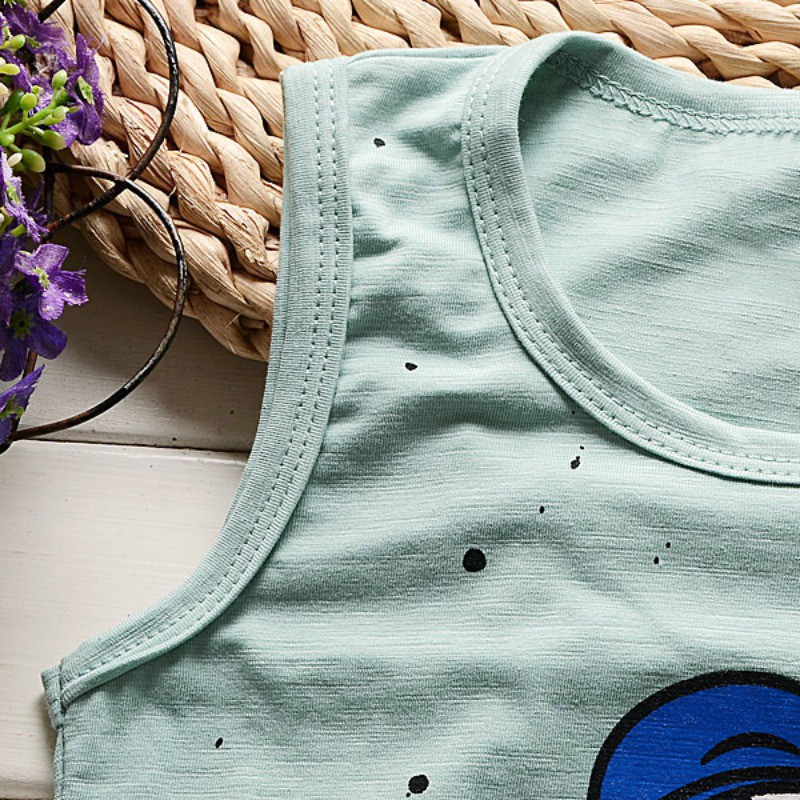 Bộ áo thun sát nách in hình Shyn + quần jean ngắn phong cách đáng yêu dành cho bé