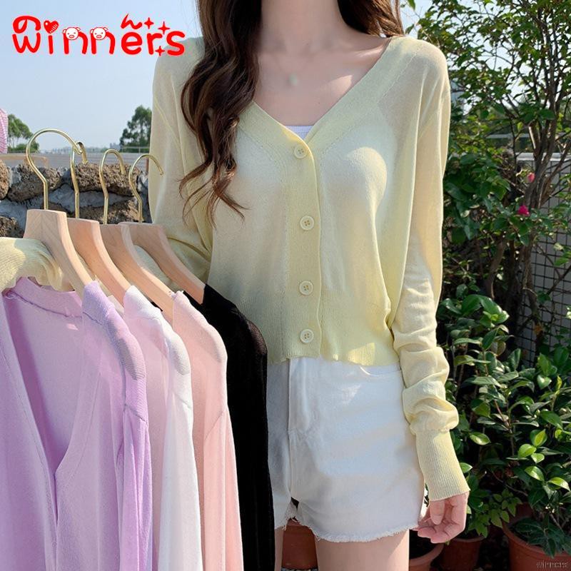 Áo cardigan dệt kim tay dài thiết kế cổ chữ V thanh lịch thời trang | BigBuy360 - bigbuy360.vn