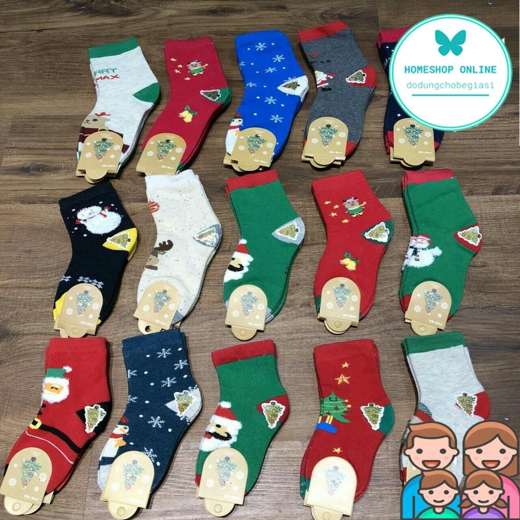 Set 5 đôi tất len noel giáng sinh cho bé cổ cao chất dày đẹp cho bé trai bé gái size từ 1-8 tuổi