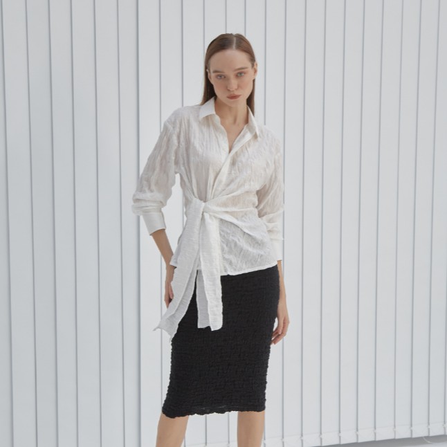 COCO SIN - Áo Sơ Mi Trắng Thắt Eo