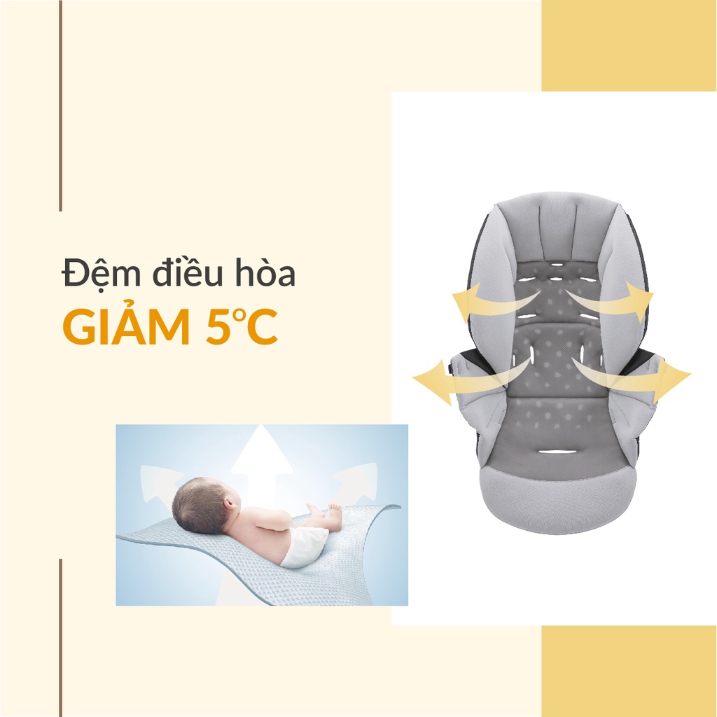 Xe đẩy Combi Sugocal Compact 4 bánh quay tự động màu đỏ