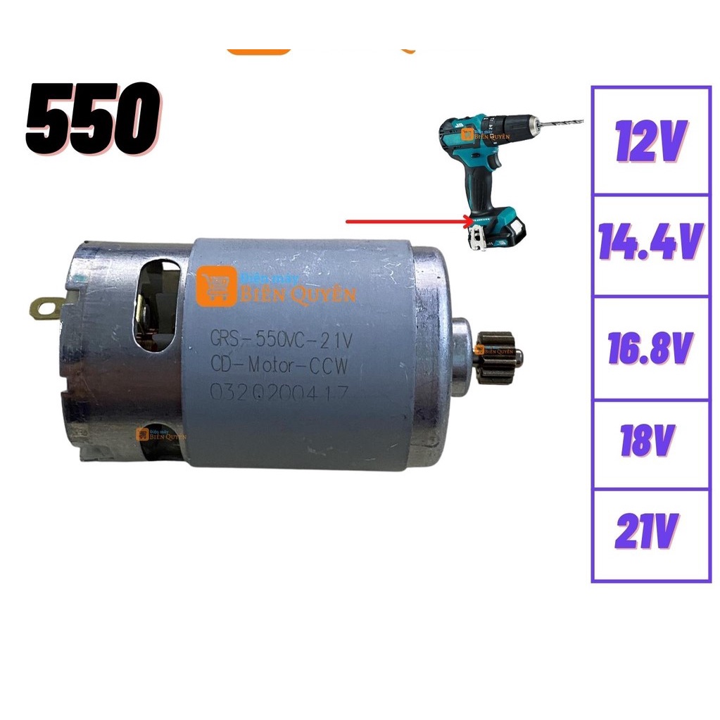 Mo to 550 dùng cho khoan pin và động cơ chổi than chạy 12V