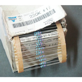 Điện trở vạch màu 220K 1% chân đồng (12 con)