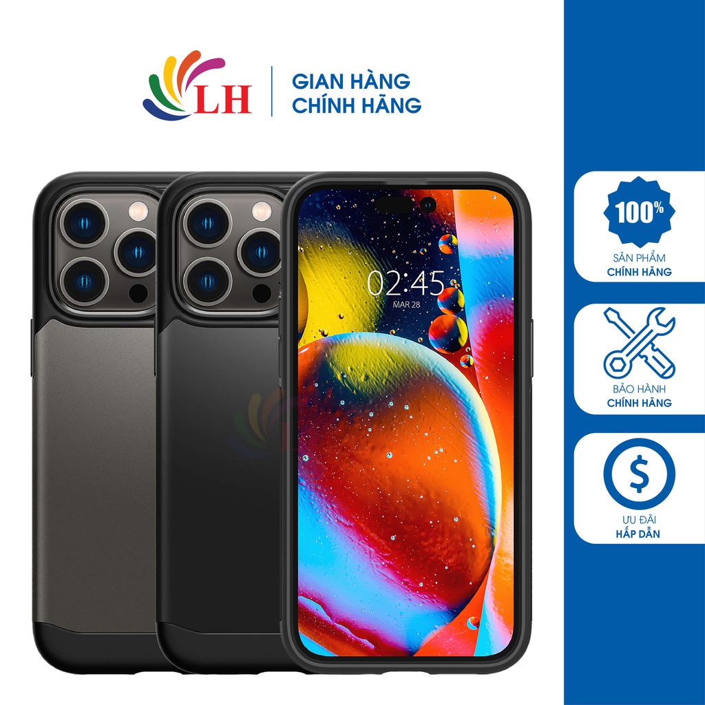 Ốp lưng chống sốc tích hợp chân đế Spigen Slim Armor iP 14 Pro Max/14 Pro/14 Plus/14 - Hàng chính hãng