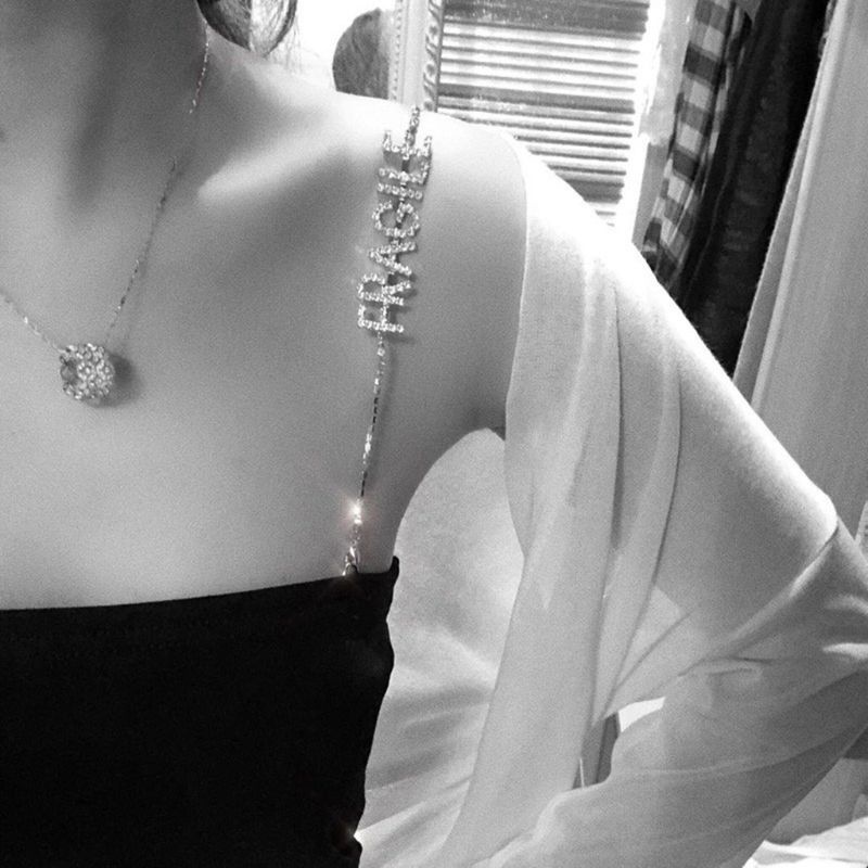 Youyo Dây Áo Ngực Trang Trí Bằng Kim Loại Lấp Lánh Sang Trọng Cho Nữ Bảng Chữ Cái Đính Đá