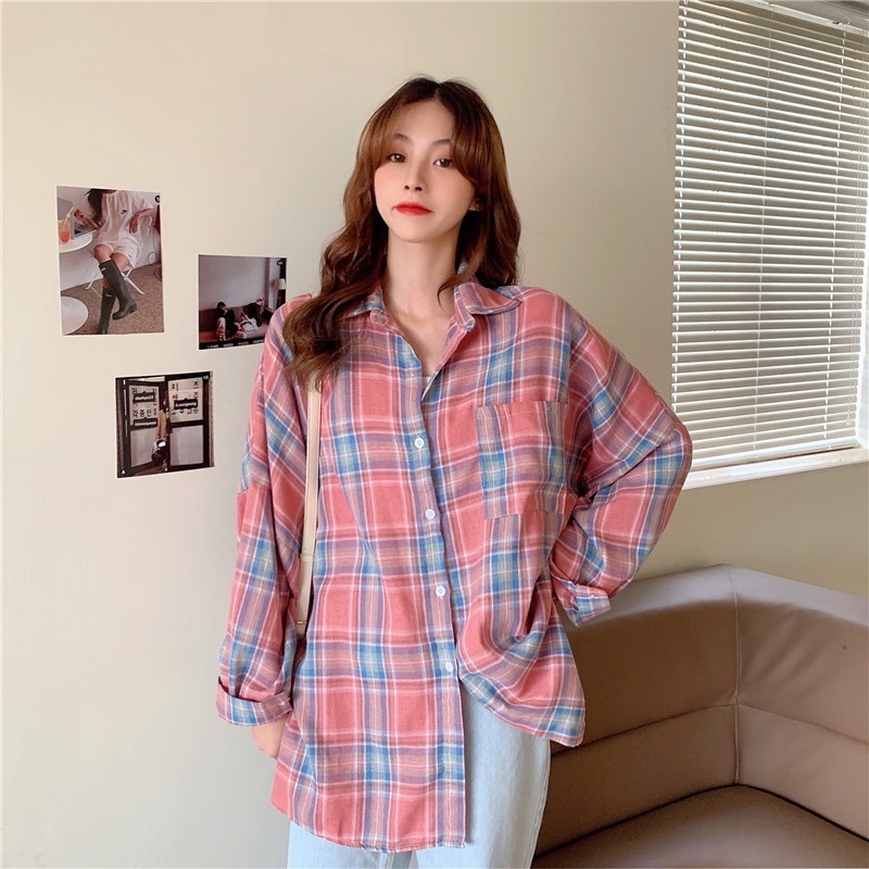 NZN Áo khoác nữ kẻ sọc caro phong cách retro Hàn Quốc mới dễ phối đồ