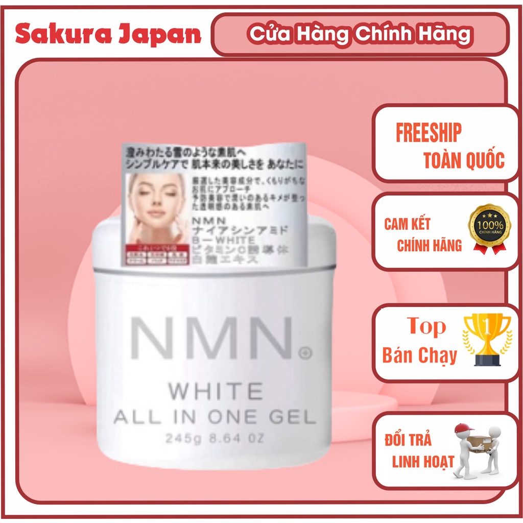 Gel dưỡng trắng NMN White All in one Nhật Bản giúp giảm sự hình thành nếp nhăn phục hồi da hư tổn