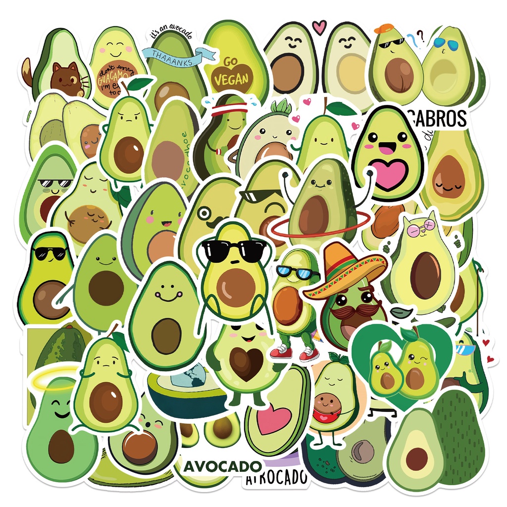 Sticker trái bơ avocado cute hình dán chống nước lâu phai dán mũ bảo hiểm, đàn, guitar, laptop, macbook, điện thoại