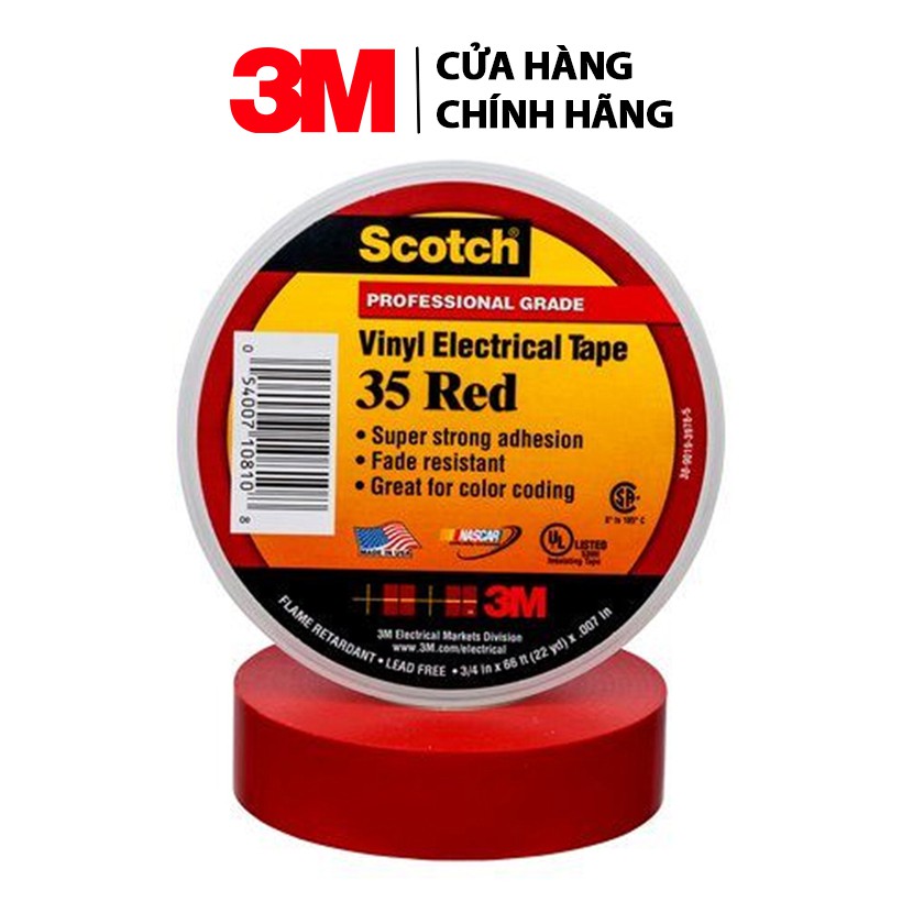 Băng keo điện 3M Vinyl Electrical Tape 35 (đỏ) khổ 3/4'' x 66ft