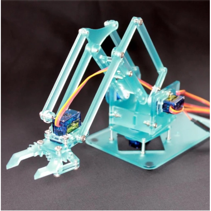 khung mica Cánh Tay Robot 4 Bậc Tự Do Mica DIY có gắn động cơ SG90 ( hàng lắp sẵn)