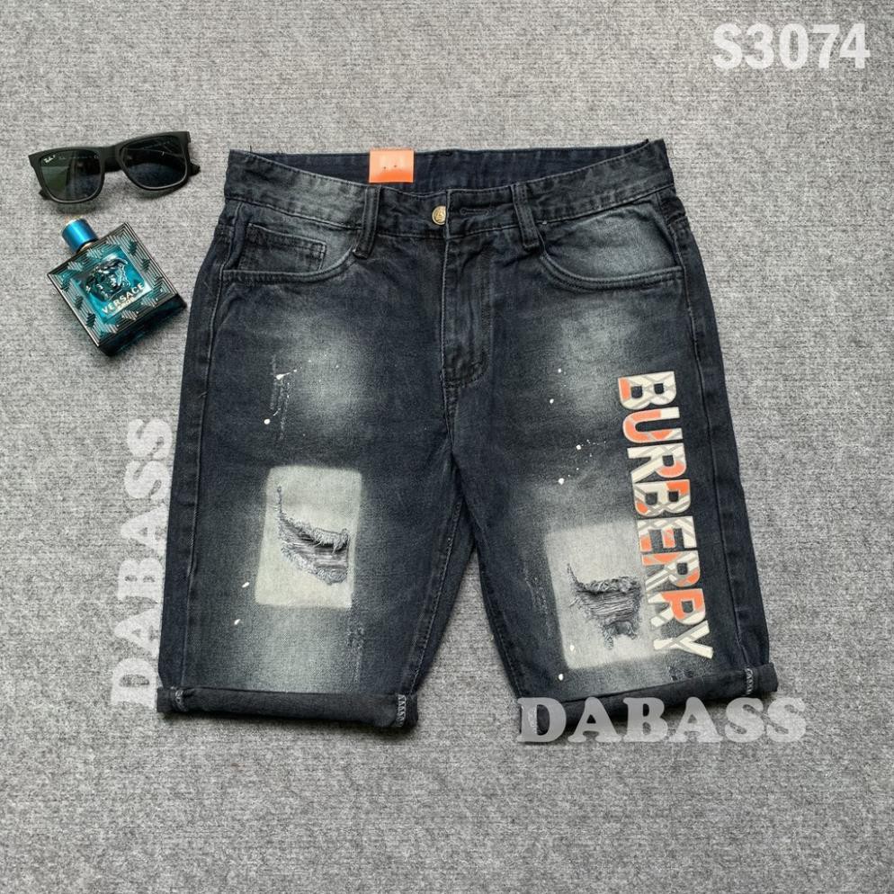 Quần short jean nam, quần sọt jean in chữ BBR vẩy sơn cá tính (có video, ảnh shop chụp thật) Đẹp