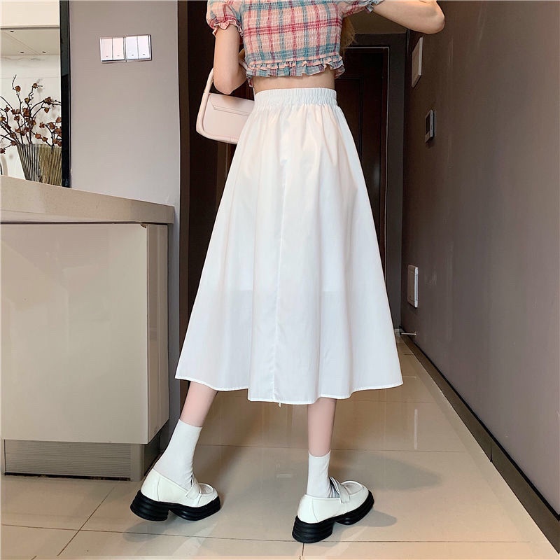 Chân Váy Chữ a Lưng Cao Dáng Ôm Họa Tiết Nơ/ Trái Tim Màu Trắng Thời Trang Xinh Xắn Cho Nữ