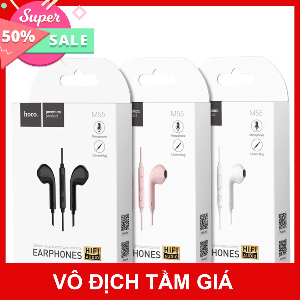 (Sale) Tai Nghe Chính Hãng Hoco M55. Jack 3.5mm Dành cho Smart Phone. Có Míc Đàm Thoại (BẢO HÀNH 1 NĂM) TGPK8999