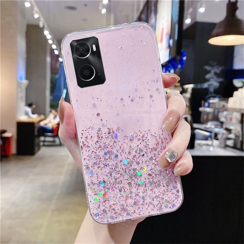 Ốp Điện Thoại TPU Mềm Trong Suốt Lấp Lánh Đơn Giản Cho OPPO A18 A57 A76 A96 A76 2022 A57