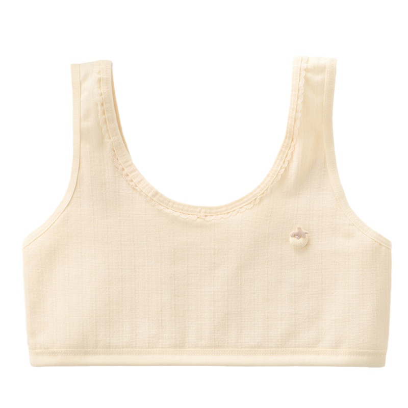Haha Áo Lót Thể Thao Cotton Hai Lớp Không Gọng Họa Tiết Dâu Tây Màu Trơn Phối Ren Dễ Thương Cho Nữ Tuổi Teen Brale