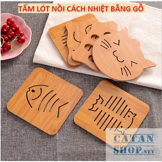Miếng lót nồi Gỗ, lót cốc chén cách nhiệt chống nóng bằng gỗ Nhiều mẫu siêu Cute GD289-LNGo (giao màu ngẫu nhiên)