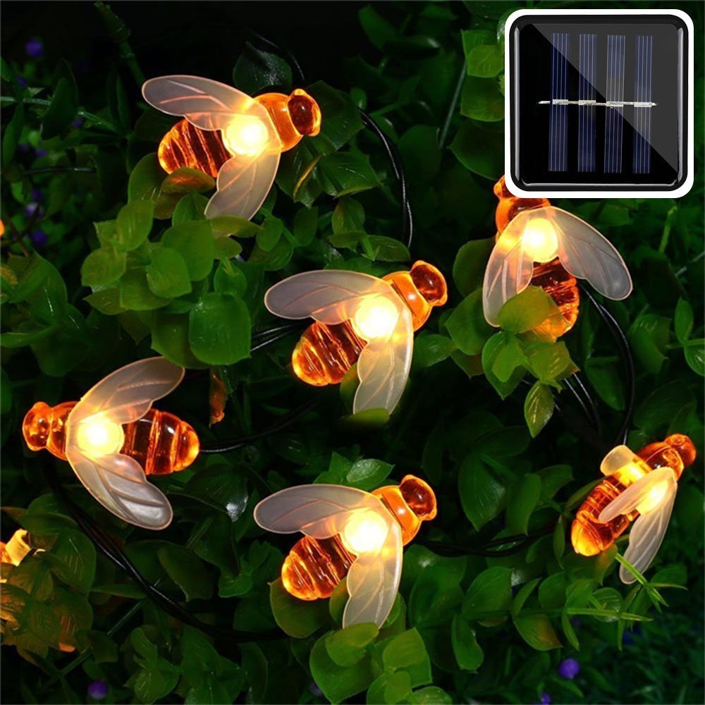 Dây Đèn Led Năng Lượng Mặt Trời Hình Con Ong Trang Trí Sân Vườn