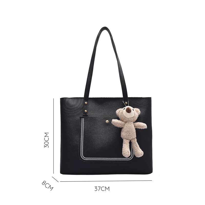 [Giảm 50K &amp; Tặng Ví Da] Túi tote da kèm gấu nữ XC-1078, da trơn đựng giấy a4 laptop kiểu túi tote công sở