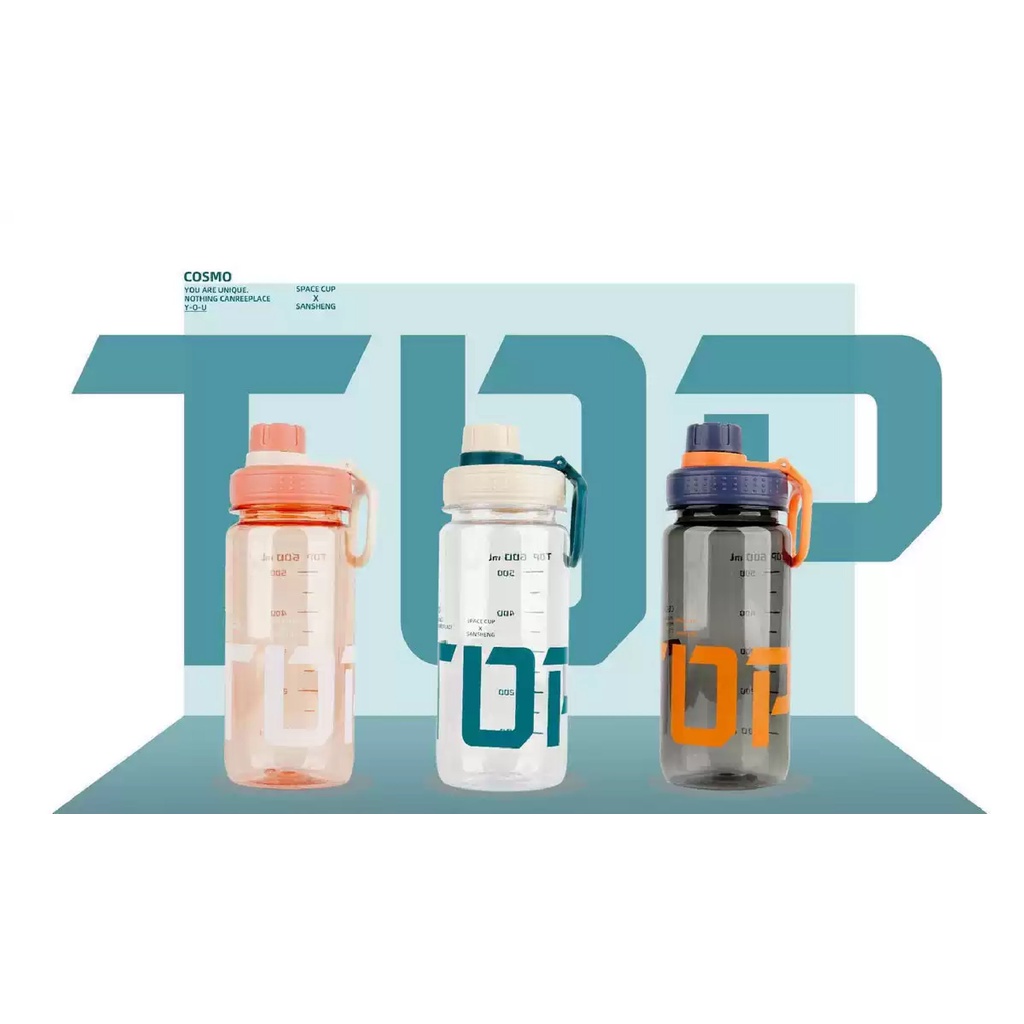 Bình Nước Thể Thao Năng Động Có Tay Cầm, Bình Nước Tập Gym cosmo TOP - 600ml