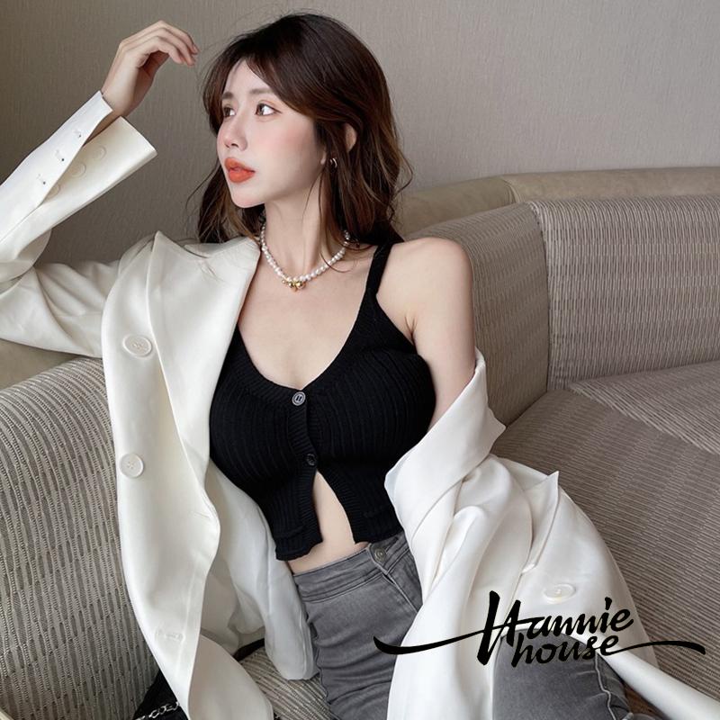 Áo Dệt Kim Sát Nách Cổ Chữ V Cài Nút Thời Trang Mùa Hè Cho Nữ