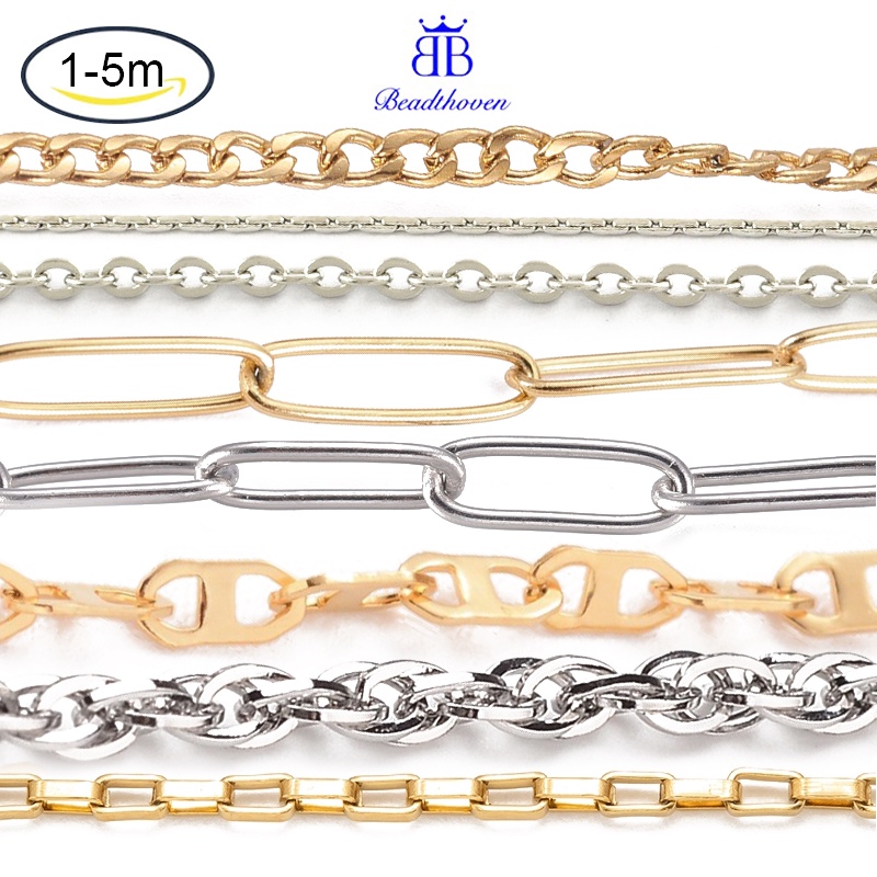 Dây Xích Nối Bằng Thép Không Gỉ 304 1-5m Màu Vàng 2.8mm 6x2.8x0.4mm