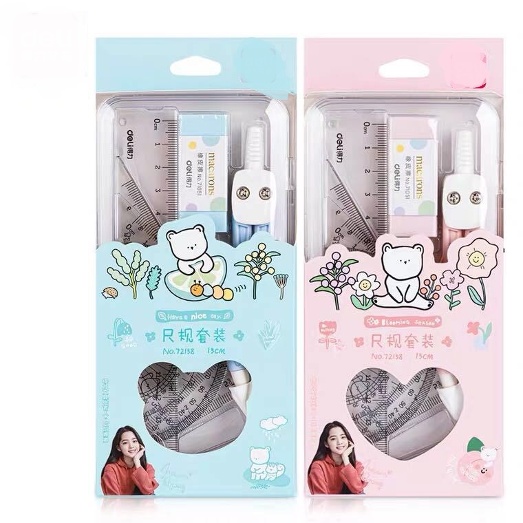 Siêu Rẻ Bộ compa eke, thước kẻ 8 món gồm cả hộp mã 9016