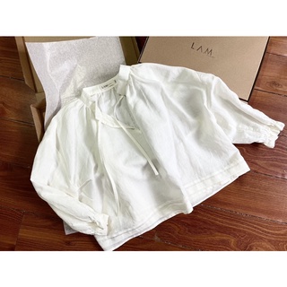 Áo kiểu cổ trụ tay lửng, dáng ngắn rộng Linen